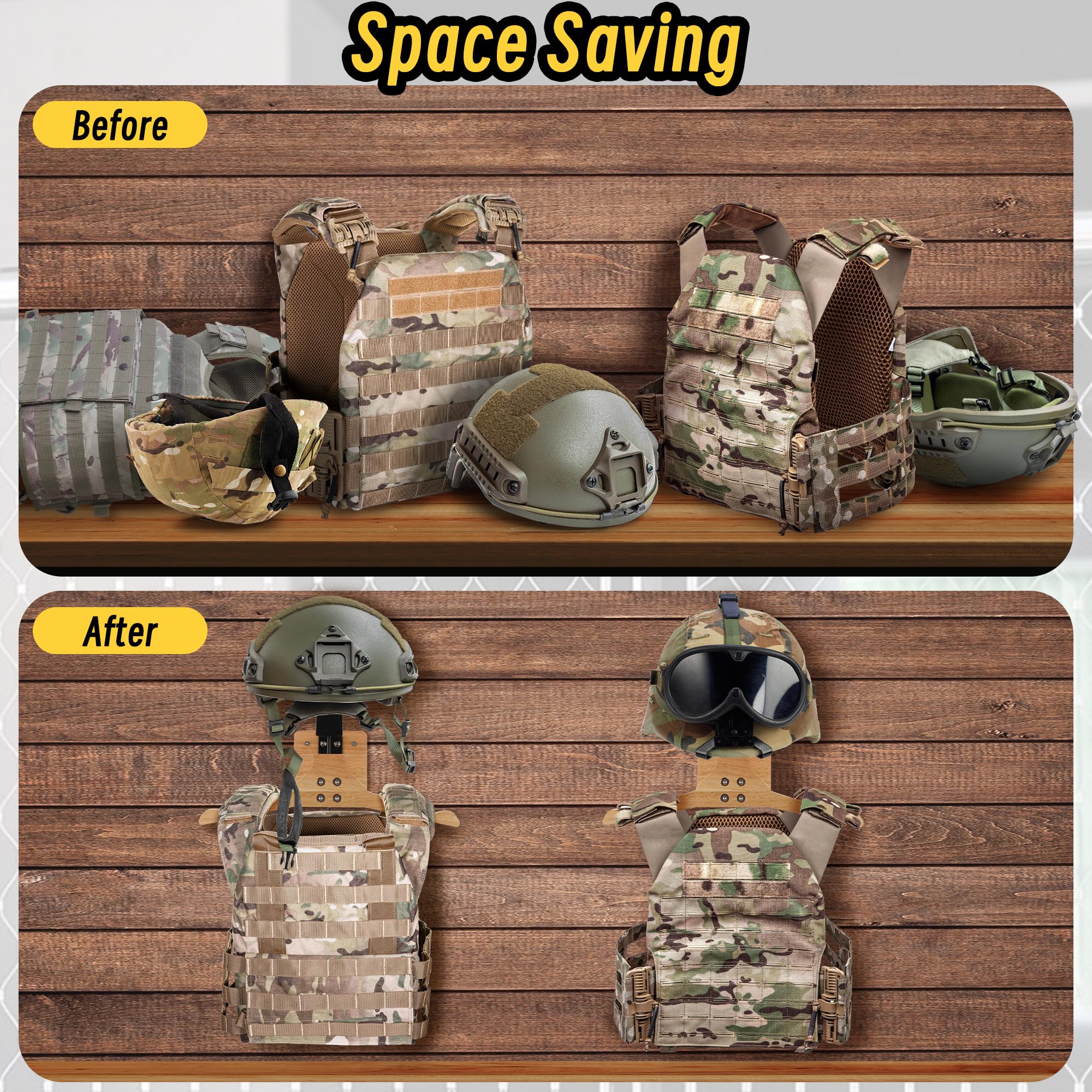 CKPART Motorcycle Helmet Holder Wall Mount, Tactical Gear Holder with Helmet Stand, Motorcycle Helmet Rack Wall Mount for Police